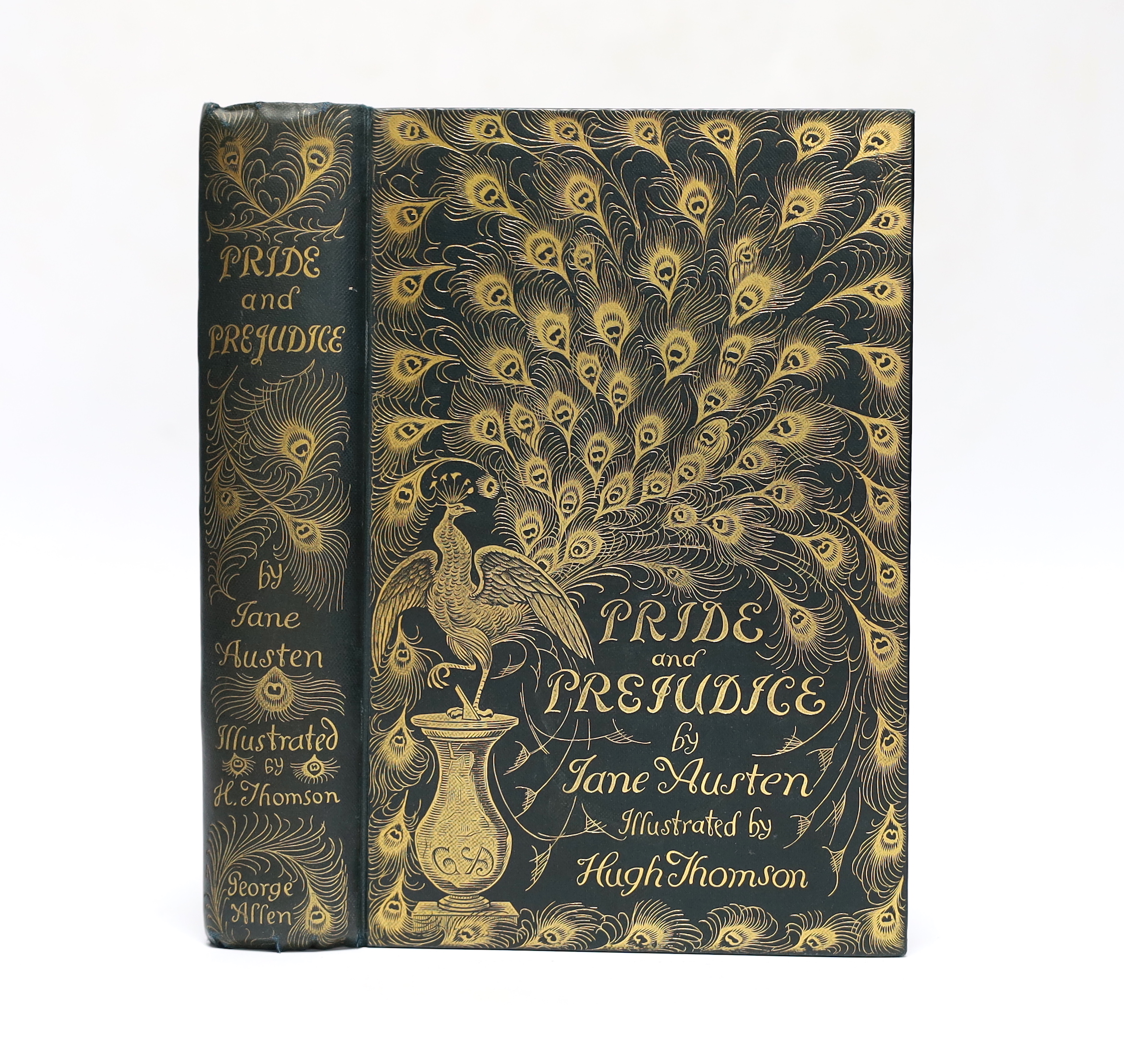 Austen, Jane - Pride and Prejudice, 1st peacock edition, with a preface by George Saintsbury, illustrated with 160 line drawings by Hugh Thomson, 8vo, original dark blue/green cloth gilt, half title with neat ink ownersh